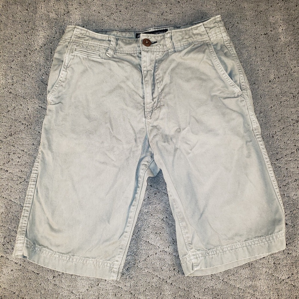 American Eagle Shorts Mens 28 Gray Longer Length 11" Chino Preppy Beach Surfer